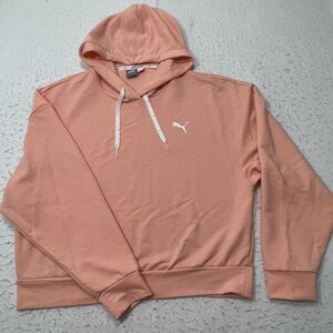 PUMA Women's Medium Cropped Bubblegum Pink Athletic Pullover Hoodie Sweatshirt